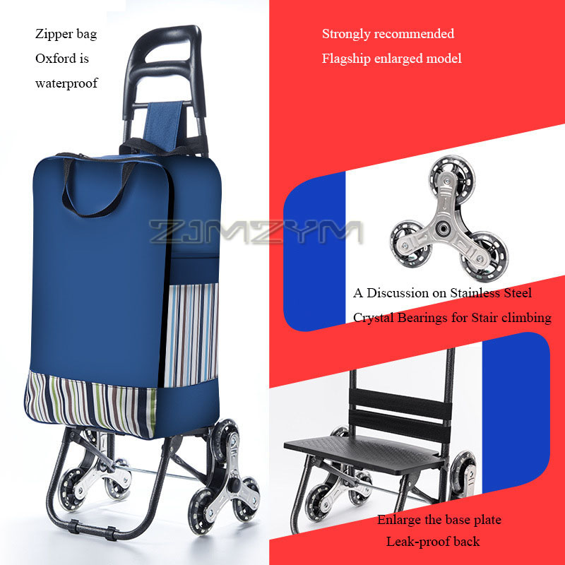 Pull Cart Fold - 35L Grote Capaciteit Handkar, Opvouwbare Traplopende