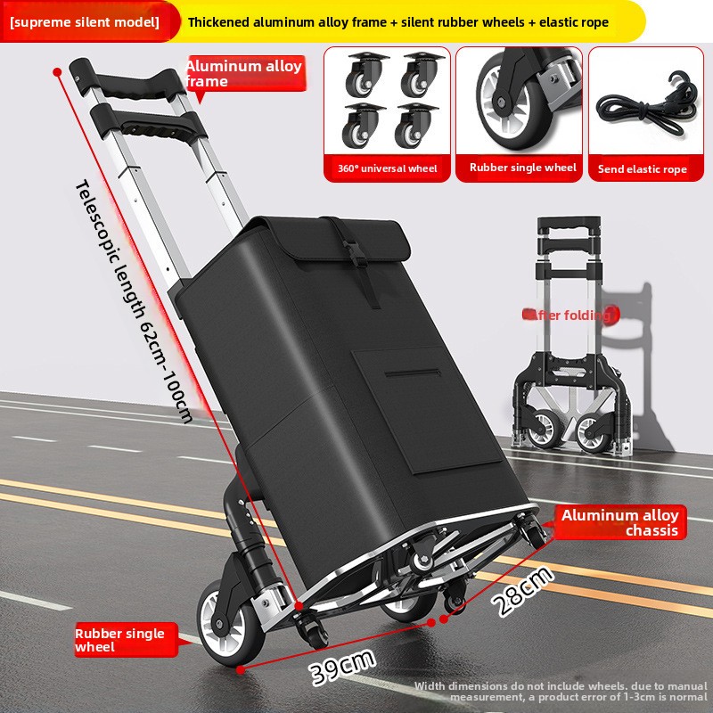 Opvouwbare stille TPR klimwiel - Pull Cart Fold recensie en prijs